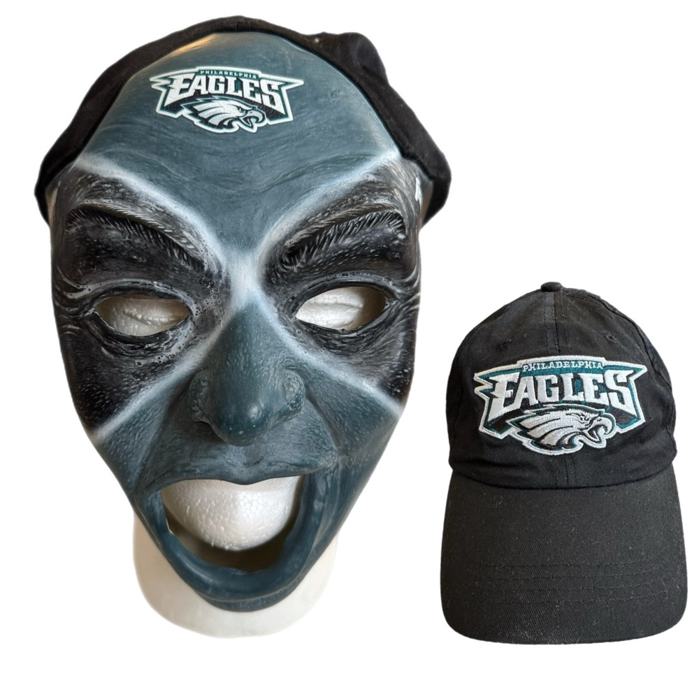 Vintage Philadelphia Eagles Franklin Fan Face Rubber Mask Hat Cap Rally Costume